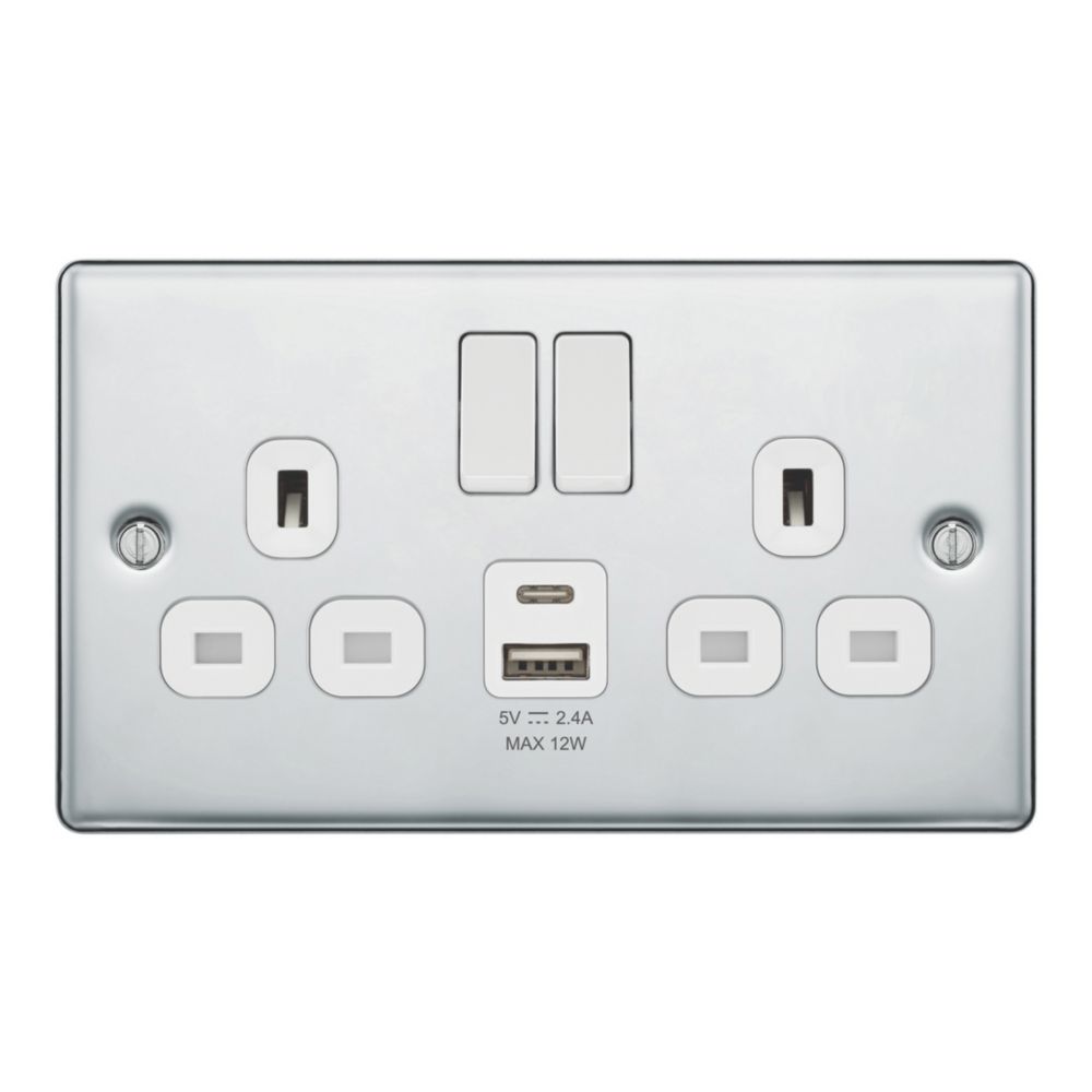 Hamilton Litestat Sheer Chrome USB Socket